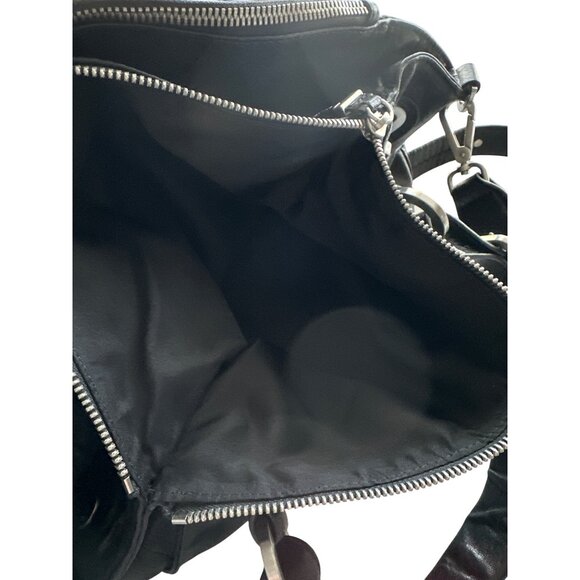 Rachel Zoe Black Faux Leather Shoulder Bag Removable Strap Silver Hardware Ziip - Picture 11 of 11